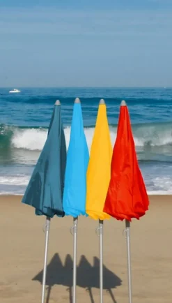 Parasol droit - rond - coloris multicolore - L.180 x l.180 cm