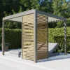 Paroi ajourée 0,96 m gris taupe RAL 7039 et aspect bois pour pergola Salto Alumin'home