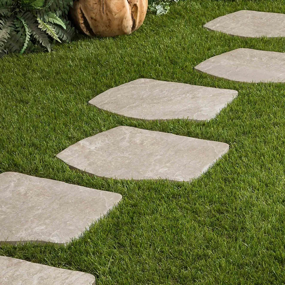 Pas japonais Irrégulier Grès cérame effet Pierre Beige 42x36x2 cm (lot de 15) - RO'MA NATURE
