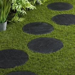 Pas japonais Rond Ardoise Noire D.40x2-3 cm (lot de 10) - RO'MA NATURE