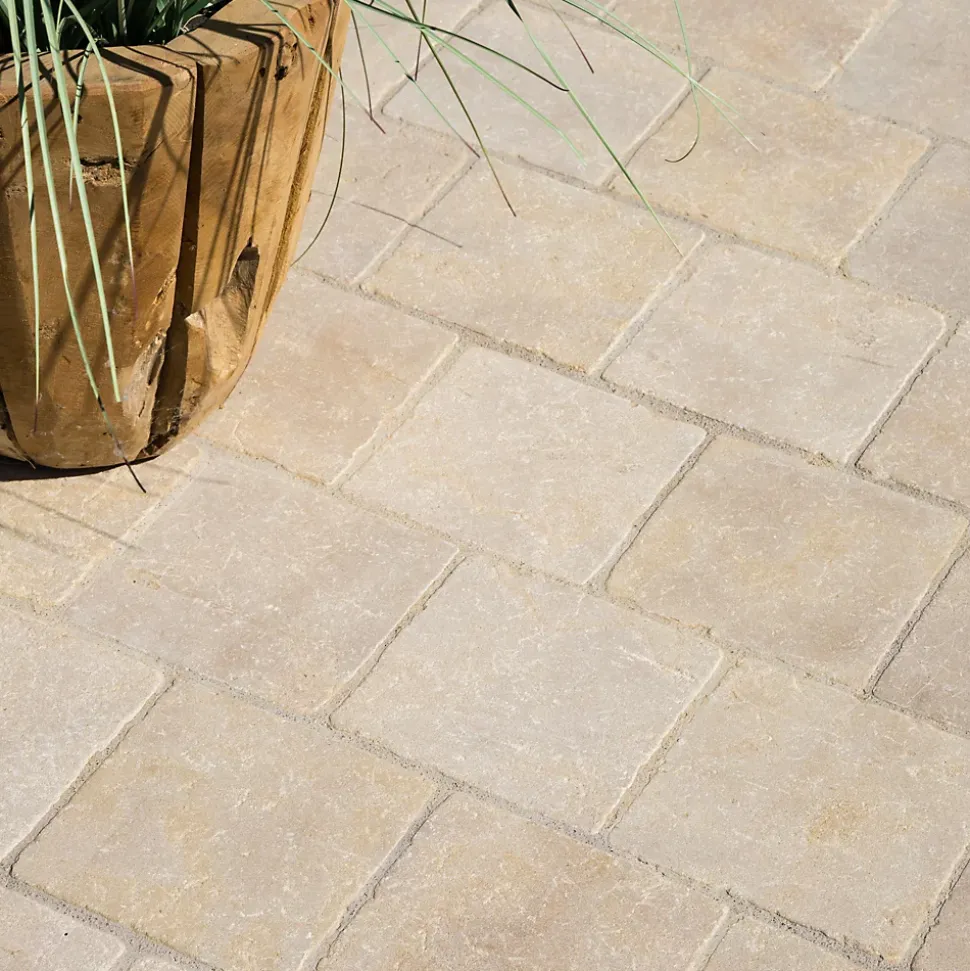 Pavé Pierre de l'Atlas Beige 15x15x1,5 cm (vendu au m² - 45 pavés/m²) - RO'MA NATURE