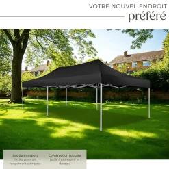 Pavillon de jardin 6 x 3 m avec cadre en aluminium étanche noir
