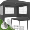 Pavillon imperméable 3x3m avec 3 parois latérales amovibles gris