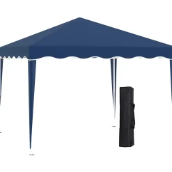 Pavillon pliable 3x3m, avec protection UV, pour jardin, bleu, avec transport facile