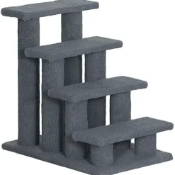 PawHut escalier animaux 4 marches avec revêtement peluche 63x43x60 cm pour chats et petits chiens