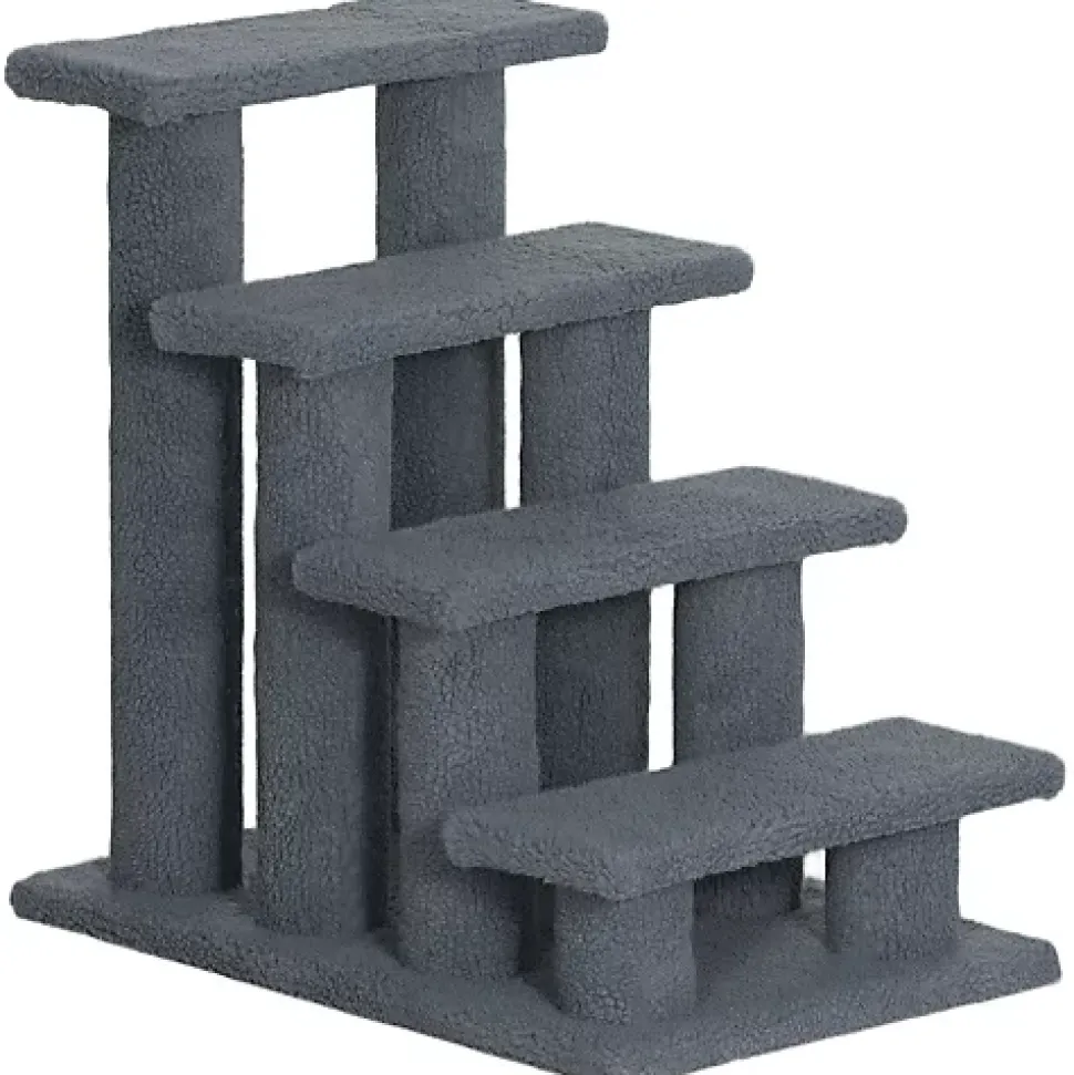 PawHut escalier animaux 4 marches avec revêtement peluche 63x43x60 cm pour chats et petits chiens