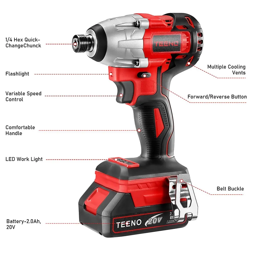 Perceuse Visseuse Perceuse a Percussion, 100Nm, 2 Batterie 2.0Ah