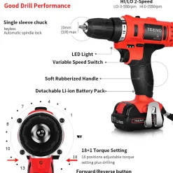 Perceuse visseuse PSR 21V, 2 batteries lithium, 41 accessoires