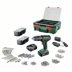 Perceuse visseuse Bosch UniversalDrill 18 2 batteries 1,5Ah + SystemBox + 241 accessoires