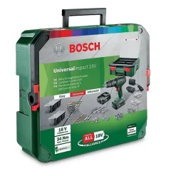 Perceuse visseuse Bosch UniversalDrill 18 2 batteries 1,5Ah + SystemBox + 241 accessoires