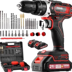 Perceuse visseuse sans fil 21V, couple 45 Nm, 2 batteries 2,0 Ah, compatible batteries Makita