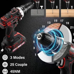 Perceuse visseuse sans fil 21V, couple 45 Nm, 2 batteries 2,0 Ah, compatible batteries Makita