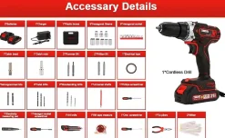 Perceuse Visseuse Sans Fil 21V Pour Batterie Makita 2x2.0Ah Batteries,45 Nm Visseuse Devisseuse Sans Fil,25+1 Réglages de Couple,2