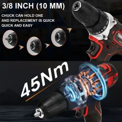 Perceuse Visseuse Sans Fil 21V Pour Batterie Makita 2x2.0Ah Batteries,45 Nm Visseuse Devisseuse Sans Fil,25+1 Réglages de Couple,2
