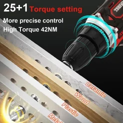 Perceuse Visseuse Sans Fil 21V Pour Batterie Makita 2x2.0Ah Batteries,45 Nm Visseuse Devisseuse Sans Fil,25+1 Réglages de Couple,2