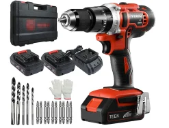 Perceuse Visseuse 20V, 2 batteries 2,0 Ah, 20 + 3 réglages de couple et 2 vitesses 45Nm
