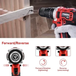 Perceuse Visseuse 20V, 2 batteries 2,0 Ah, 20 + 3 réglages de couple et 2 vitesses 45Nm