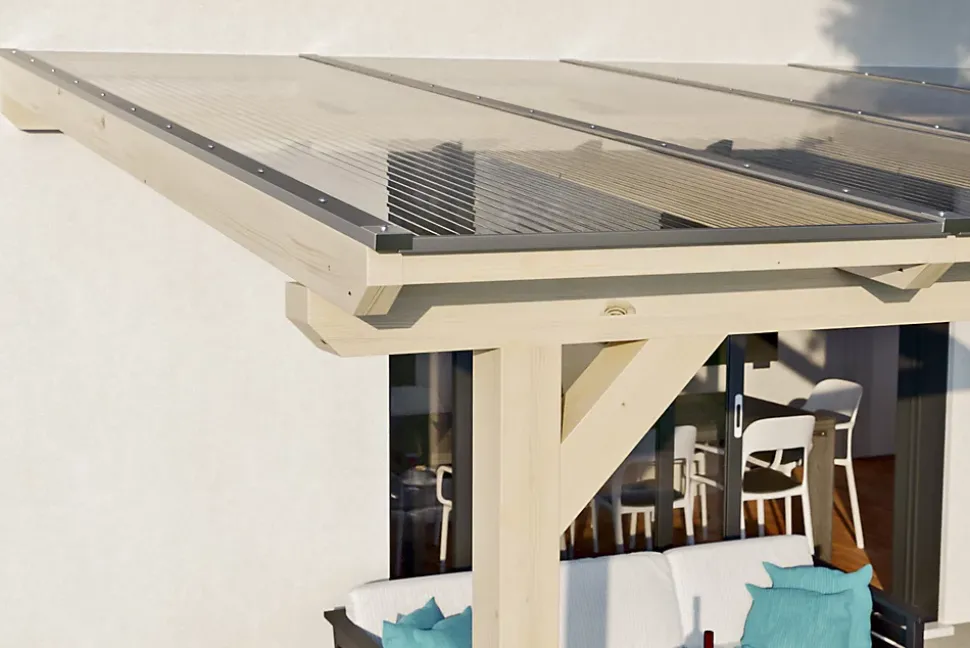 Pergola adossée SKAN HOLZ Bormio 434x300cm, bois lamellé-collé, non traité
