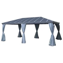 Pergola autoportante Belize graphite 3,6 x 6m en aluminium et polycarbonate - Hespéride