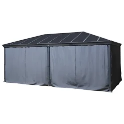 Pergola autoportante Belize graphite 3,6 x 6m en aluminium et polycarbonate - Hespéride