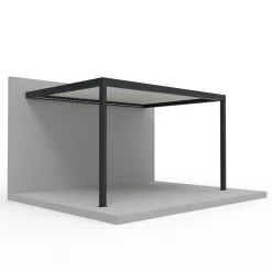 Pergola bioclimatique adossée motorisée Salto Alumin'home aluminium gris foncé RAL 7016 - 4 x 3 m avec LED intégrés