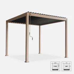 Pergola bioclimatique aluminium coloris bois Triomphe 3x3 m lames orientables