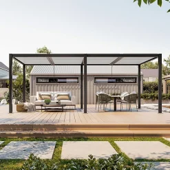 Pergola bioclimatique autoportante 5.8 x 3 m à lames orientables en aluminium - Gris anthracite - Sunny Inch