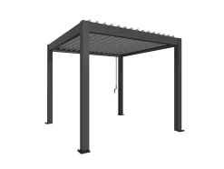 Pergola bioclimatique autoportée aluminium gris métallique toit en argent Biohort 3 x 3 m