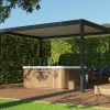 Pergola bioclimatique autoportante motorisée Salto Alumin'home aluminium gris foncé RAL 7016 - 4 x 3 m avec LED intégrés