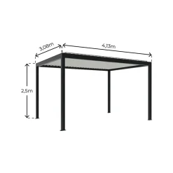 Pergola bioclimatique autoportante motorisée Salto Alumin'home aluminium gris foncé RAL 7016 - 4 x 3 m avec LED intégrés