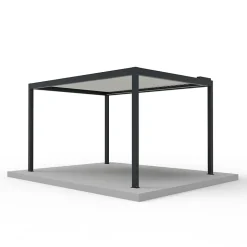 Pergola bioclimatique autoportante motorisée Salto Alumin'home aluminium gris foncé RAL 7016 - 4 x 3 m avec LED intégrés