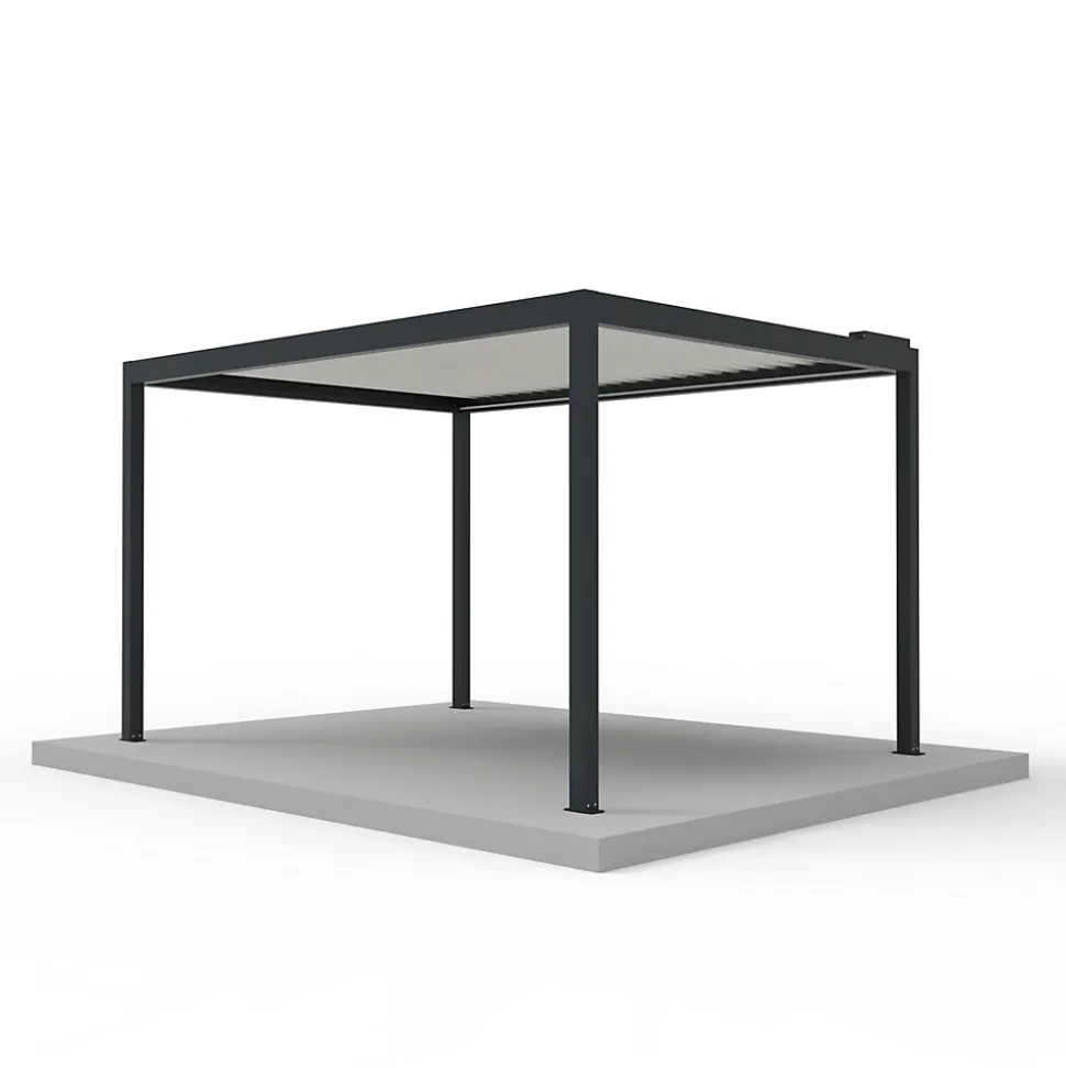 Pergola bioclimatique autoportante motorisée Salto Alumin'home aluminium gris foncé RAL 7016 - 4 x 3 m avec LED intégrés