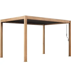 Pergola bioclimatique autoportée 3x4m en aluminium bois gris Oviala