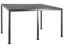 Pergola bioclimatique Avila 4 x 3 m graphite en aluminium + 6 rideaux - Hespéride