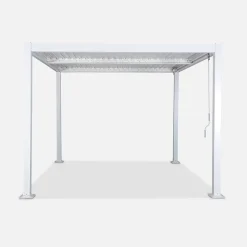 Pergola bioclimatique blanche. aluminium et acier. 3x3m. lames orientables