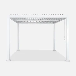 Pergola bioclimatique blanche. aluminium et acier. 3x3m. lames orientables
