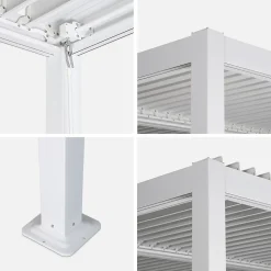 Pergola bioclimatique blanche. aluminium et acier. 3x3m. lames orientables
