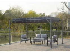 Pergola bioclimatique en tissu "Lodge" 3 x 4 m Anthracite