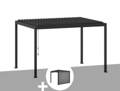 Pergola bioclimatique Evora Graphite - 4 x 3 m + Store 4 m graphite - Hespéride