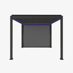 Pergola bioclimatique électrique 3x4m. aluminium. à lames orientables avec éclairage LED + store 3m