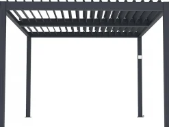 Pergola bioclimatique électrique avec led "Windsor" en aluminium 3 x 4 Gris