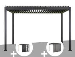 Pergola bioclimatique électrique Evora Graphite - 4 x 3 m - Hespéride - 51286