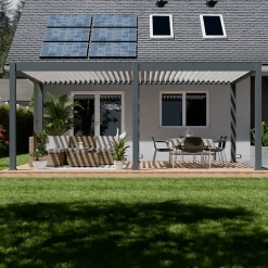 Pergola bioclimatique motorisée Ombréa autoportante 4x6M - Anthracite/blanc
