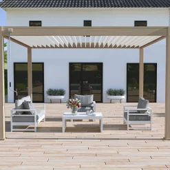Pergola bioclimatique Ombréa VS autoportante 3x4M - Woodlook - lames blanches