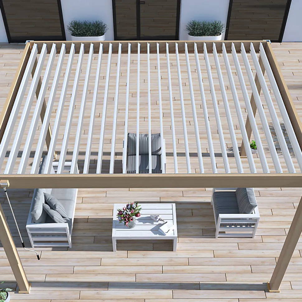 Pergola bioclimatique Ombréa VS autoportante 3x4M - Woodlook - lames blanches