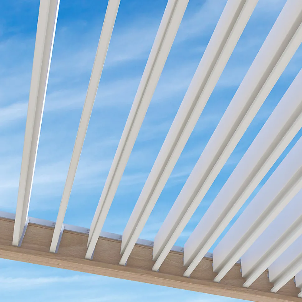 Pergola bioclimatique Ombréa VS autoportante 3x4M - Woodlook - lames blanches
