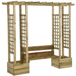 Pergola de jardin avec banc et jardinières Bois de pin imprégné
