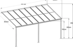 PERGOLA EN ALUMINIUM 6,18 X 3,03M AVEC TOIT POLYCARBONATE