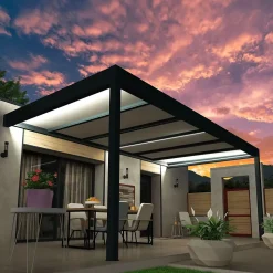 Pergola isotoit MODERN Gris anthracite 5,02x3,50m (Kit LED 3 cotés)