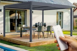 Pergola motorisée bioclimatique 4x3m SANTA aluminium gris
